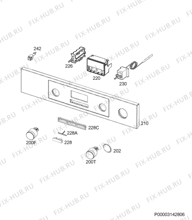 Взрыв-схема плиты (духовки) Zanussi ZOS35802XU - Схема узла Command panel 037